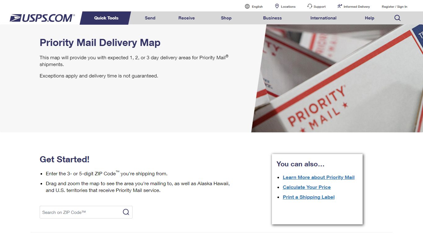 Priority Mail Delivery Map | USPS